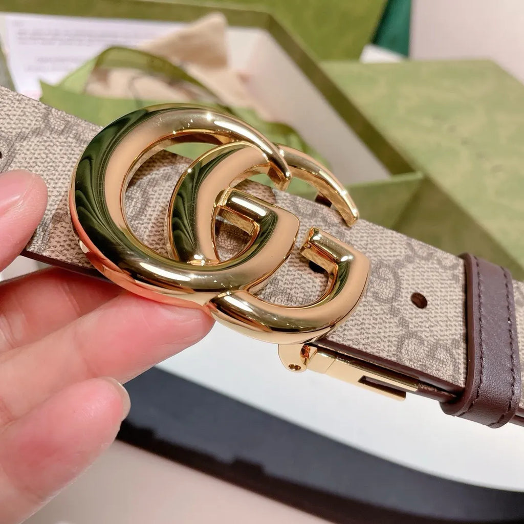 Gucci Beige Monogram Belt gold - Hình 7