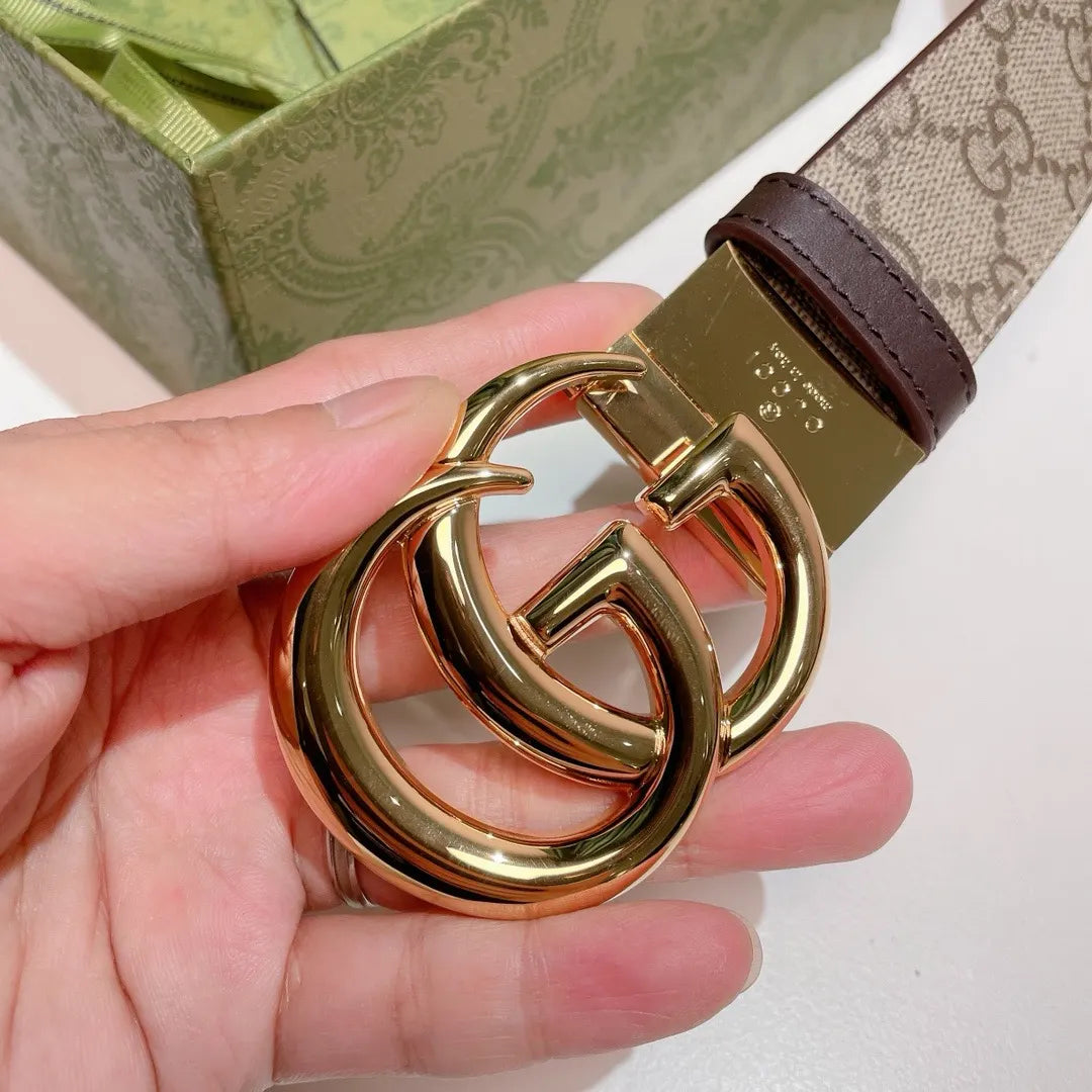 Gucci Beige Monogram Belt gold - Hình 5