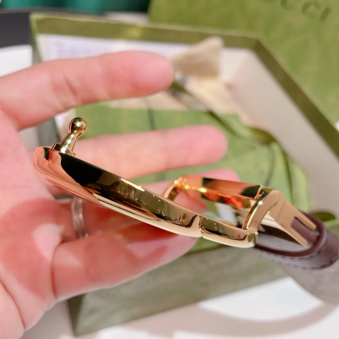 Gucci Beige Monogram Belt gold - Hình 4