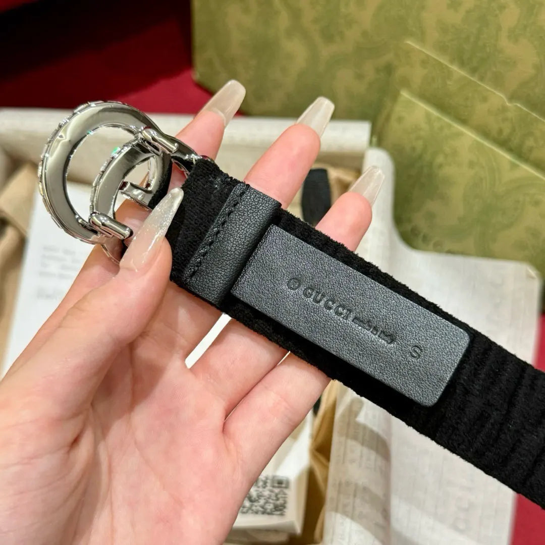 Gucci Black Knit Belt - Hình 3