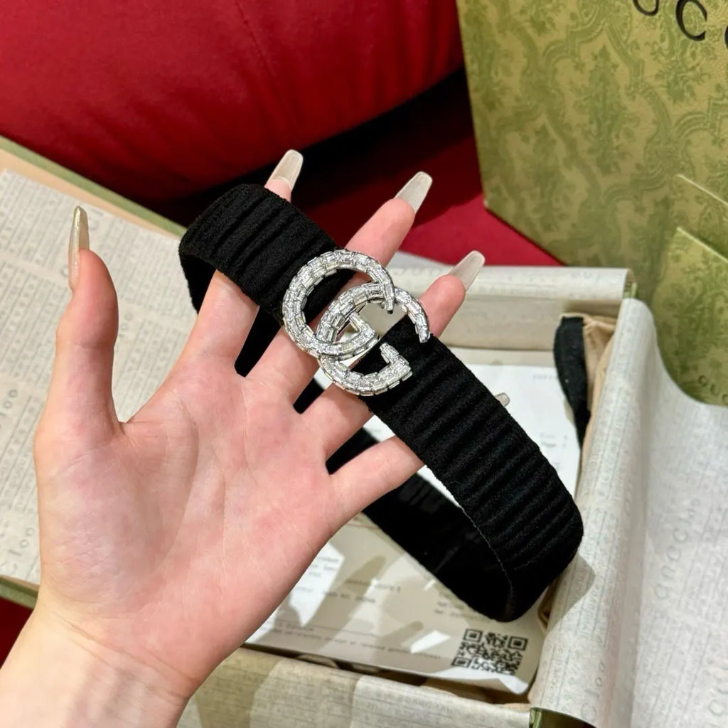 Gucci Black Knit Belt - Hình 6