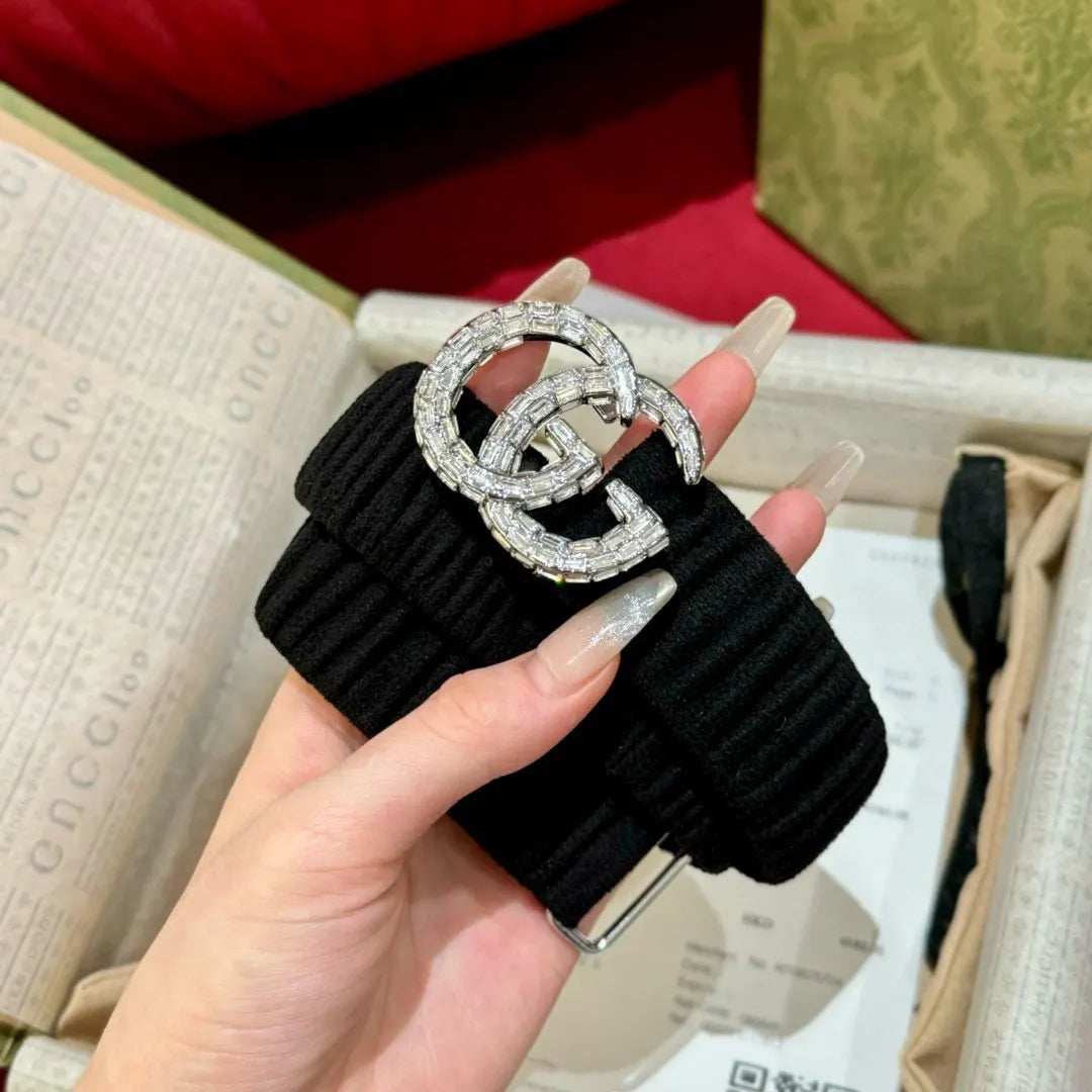 Gucci Black Knit Belt - Hình 7
