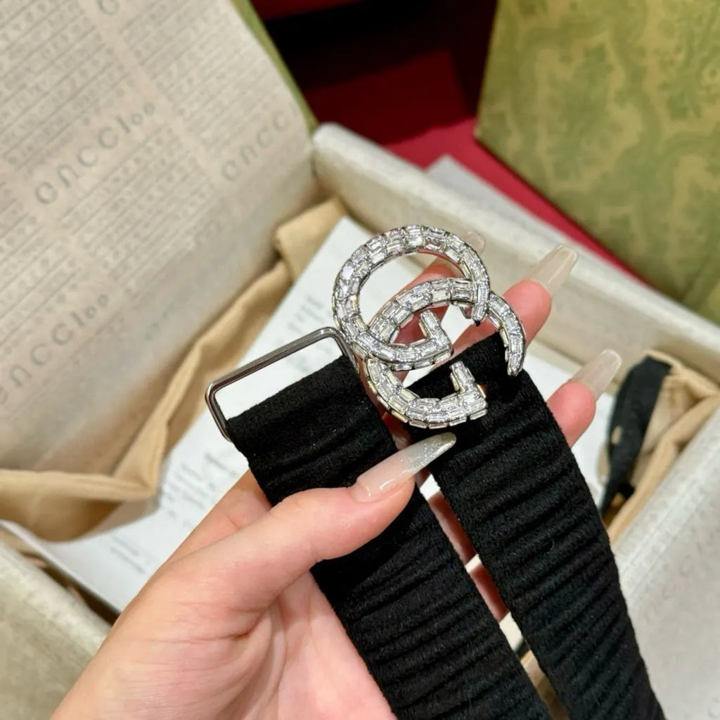 Gucci Black Knit Belt - Hình 4