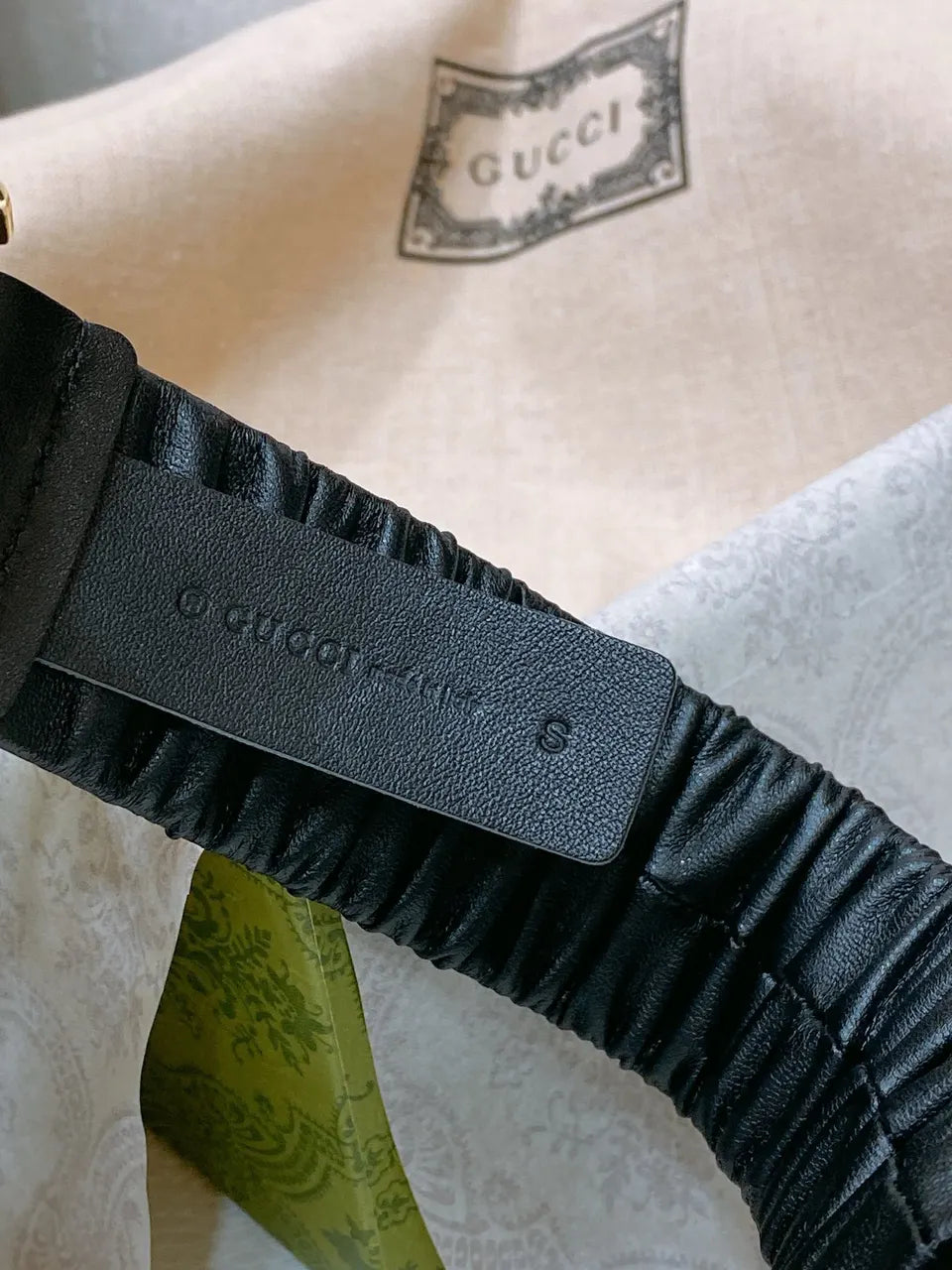 Gucci Crystal GG Black Leather Belt - Hình 3