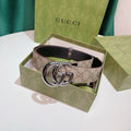 silver Gucci Beige GG Supreme Belt
