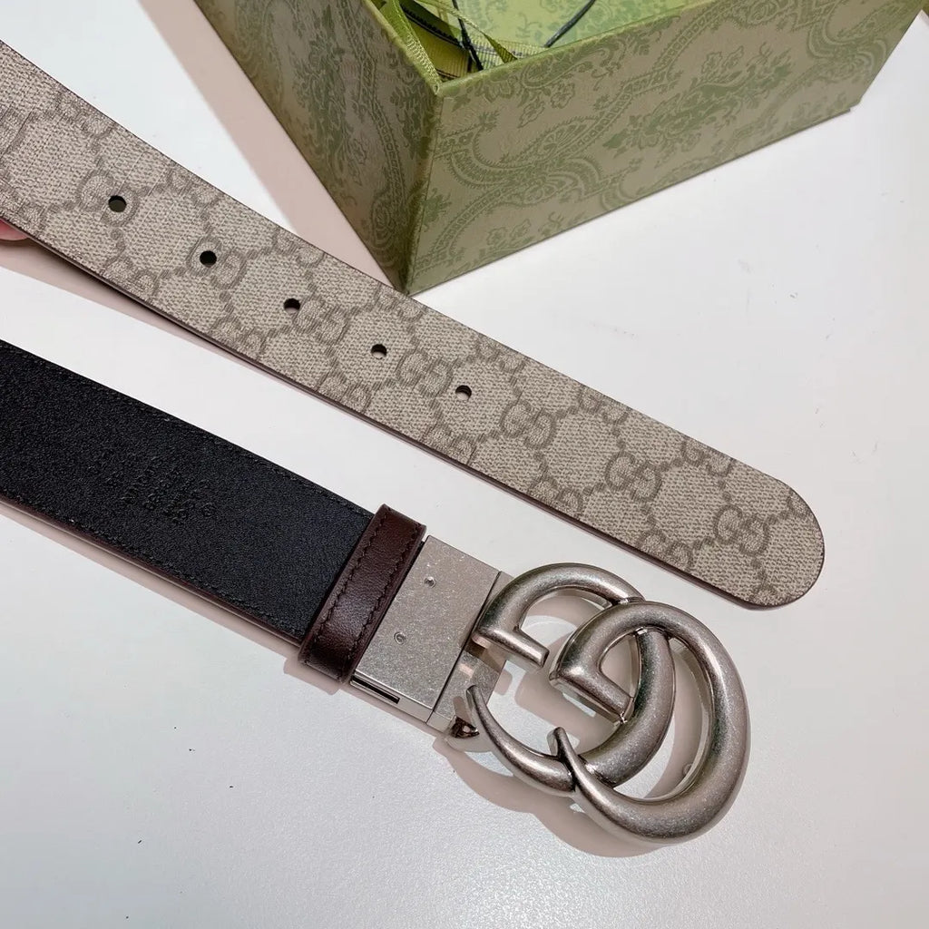 Gucci Beige Monogram Belt silver - Hình 3