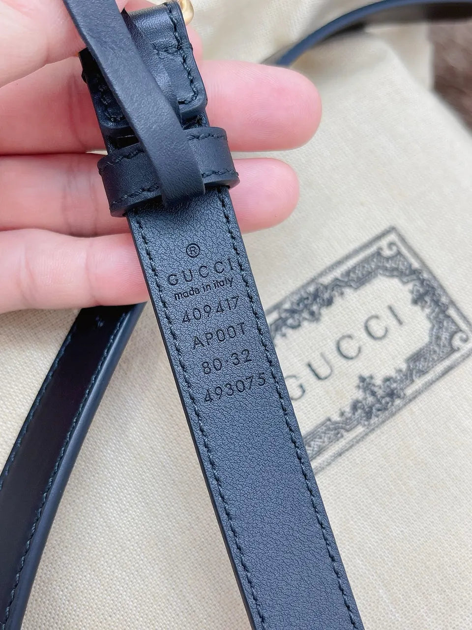 Gucci Pearl GG Belt Black - Hình 3
