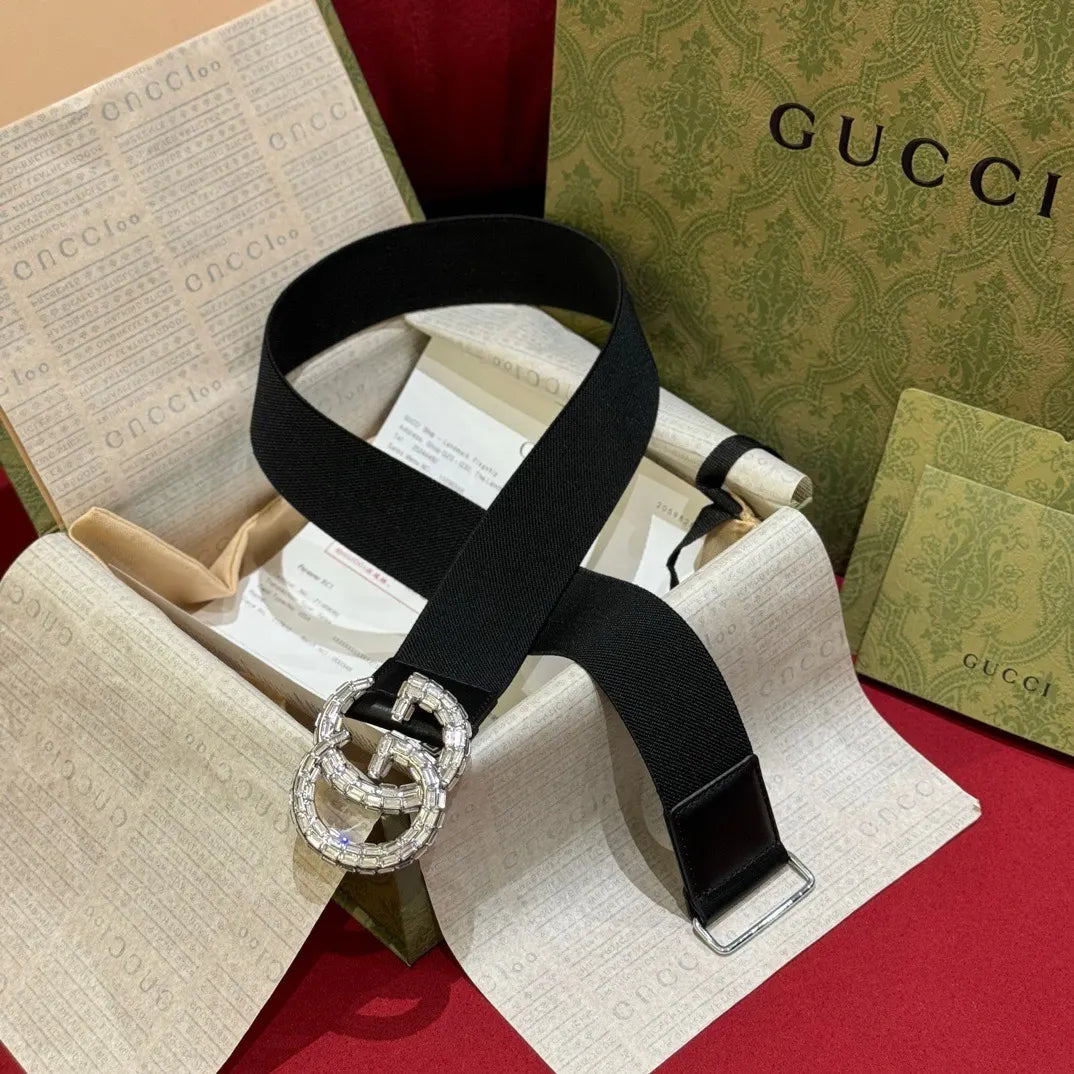 Gucci Black Elastic Belt - Hình 5