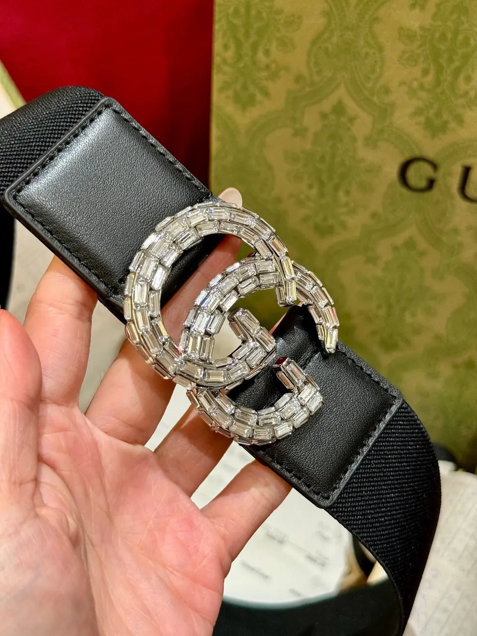 Gucci Black Elastic Belt - Hình 4