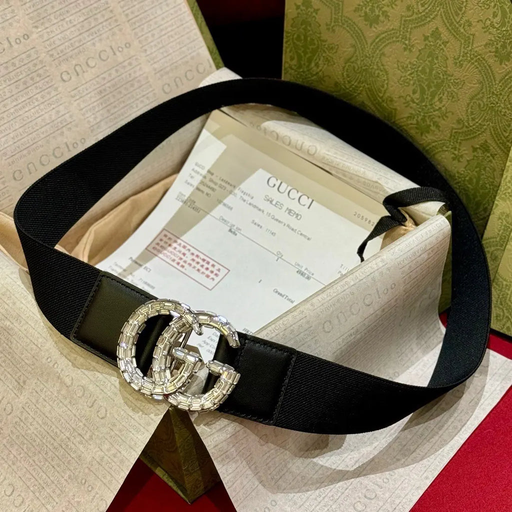 Gucci Black Elastic Belt - Hình 9