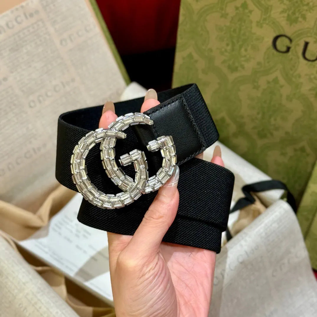 Gucci Black Elastic Belt - Hình 6