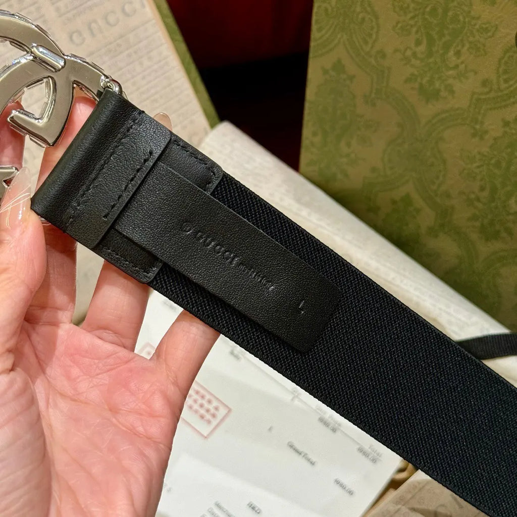 Gucci Black Elastic Belt - Hình 8