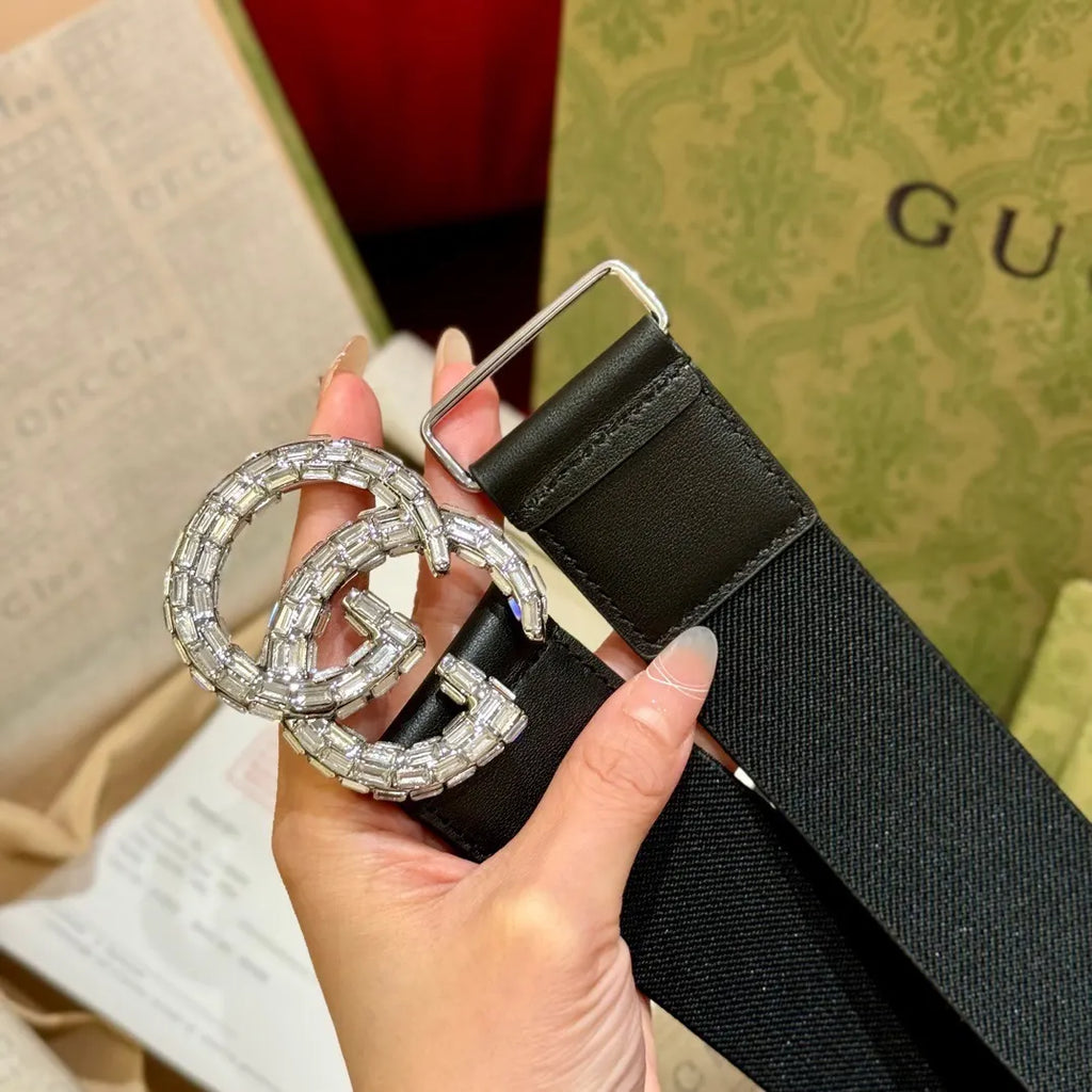 Gucci Black Elastic Belt - Hình 7