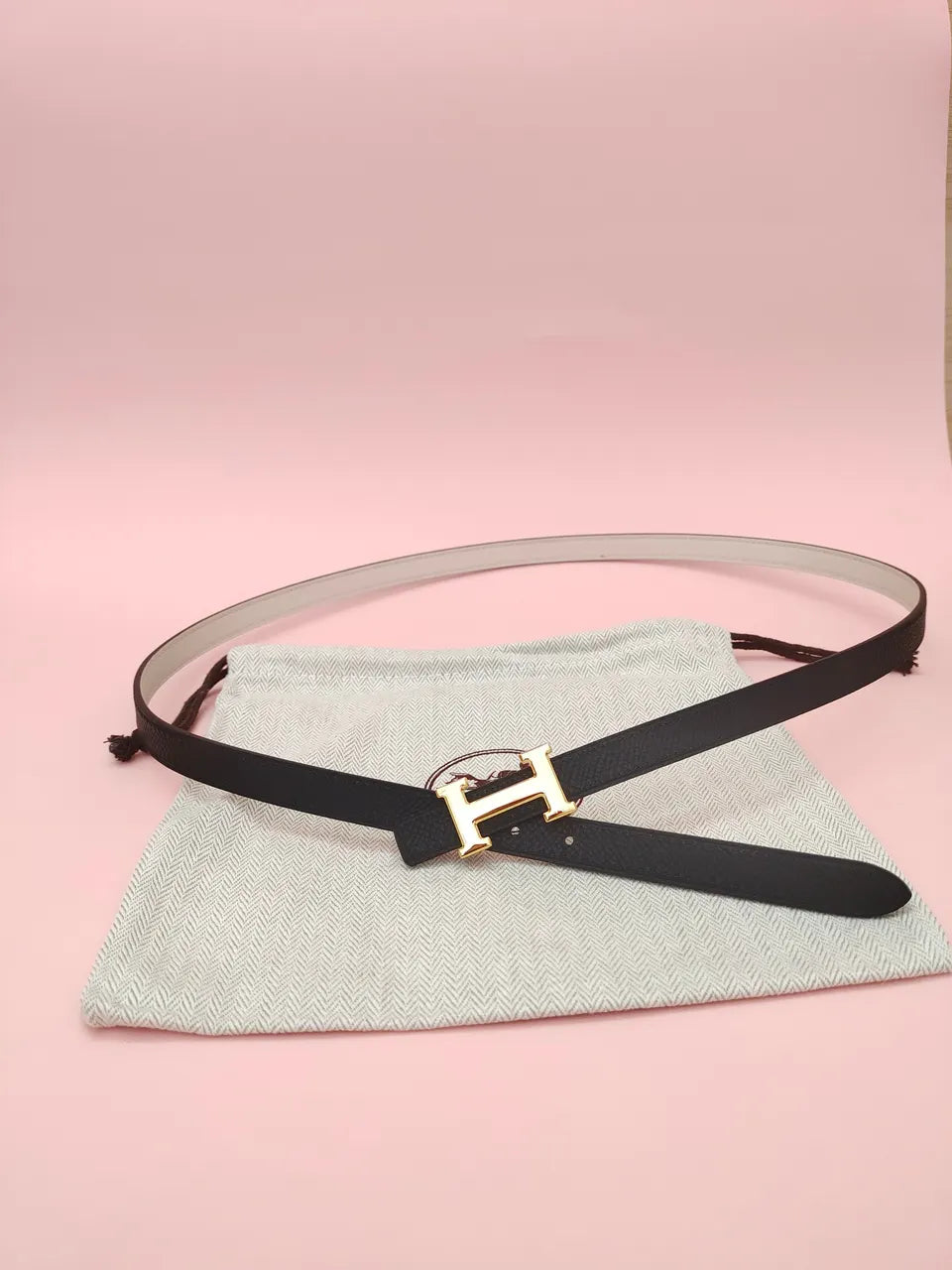 Hermes Black Leather Belt 9819