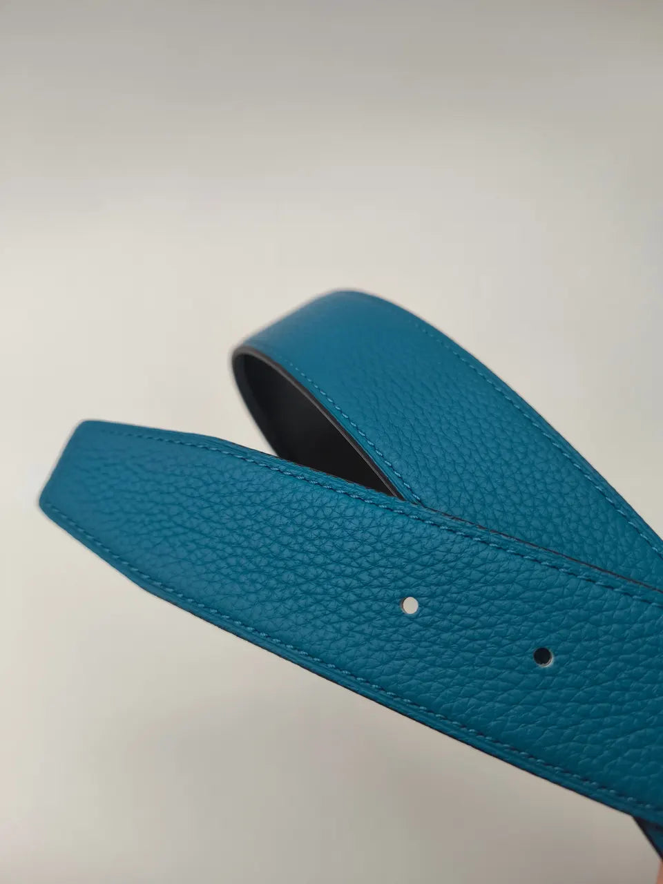 gold Hermes Teal Leather Belt - Hình 6