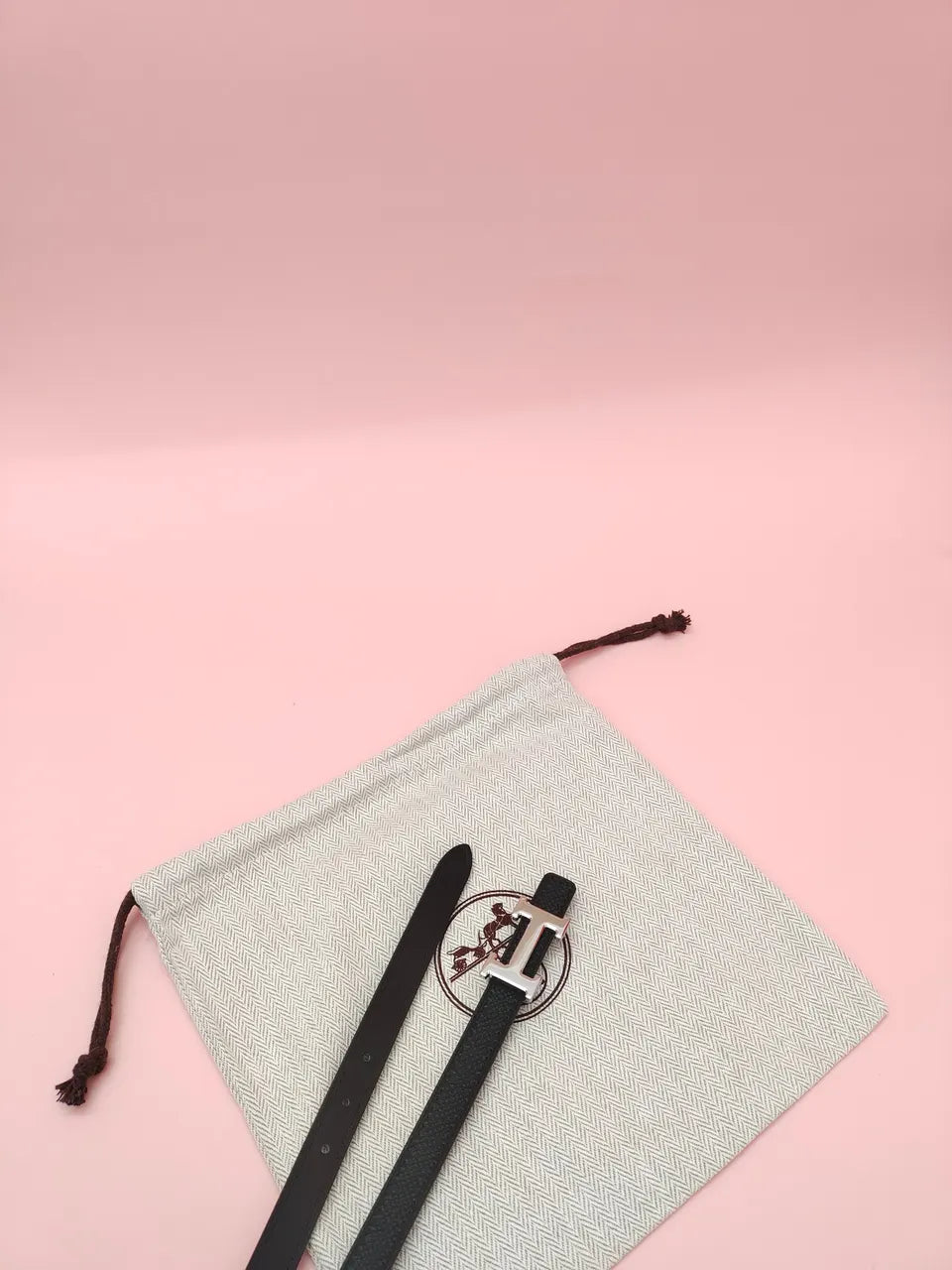 Hermes Black Leather Belt Silver H - Hình 6