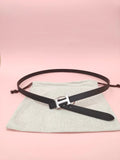 Hermes Black Leather Belt Silver H