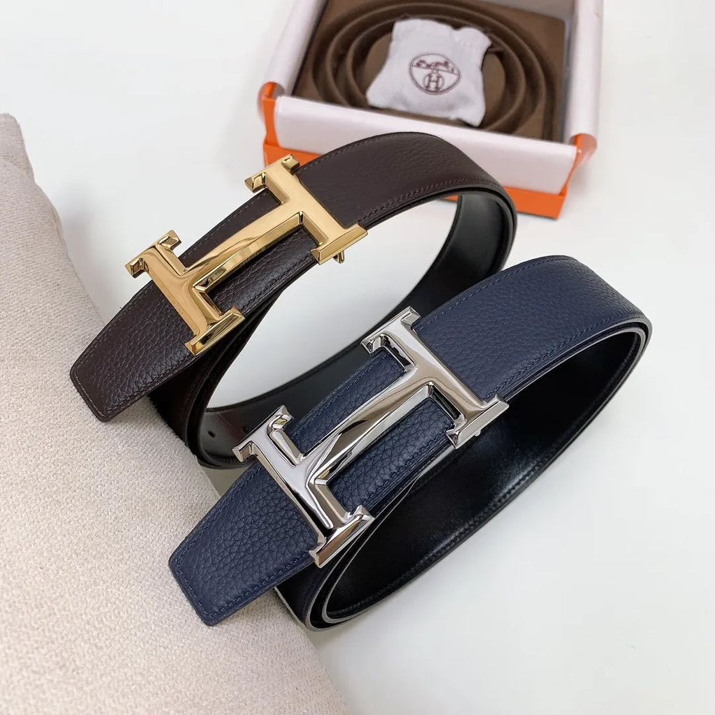 Hermes Dark Brown Leather Belt gold buckle - Hình 6