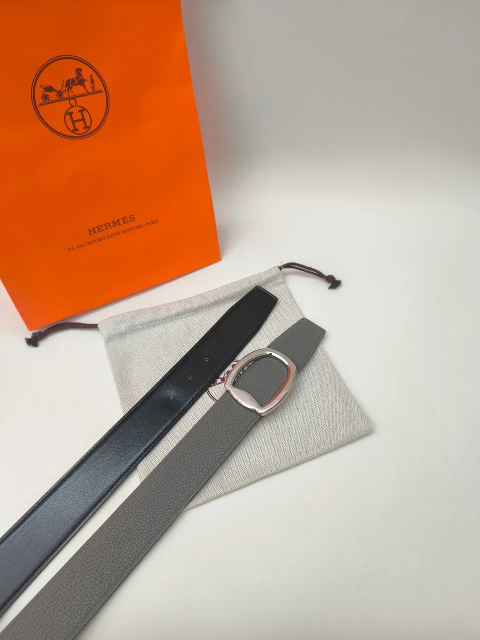 Hermes Dove Grey Belt - Hình 4