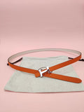 silver Hermes Orange Leather Belt