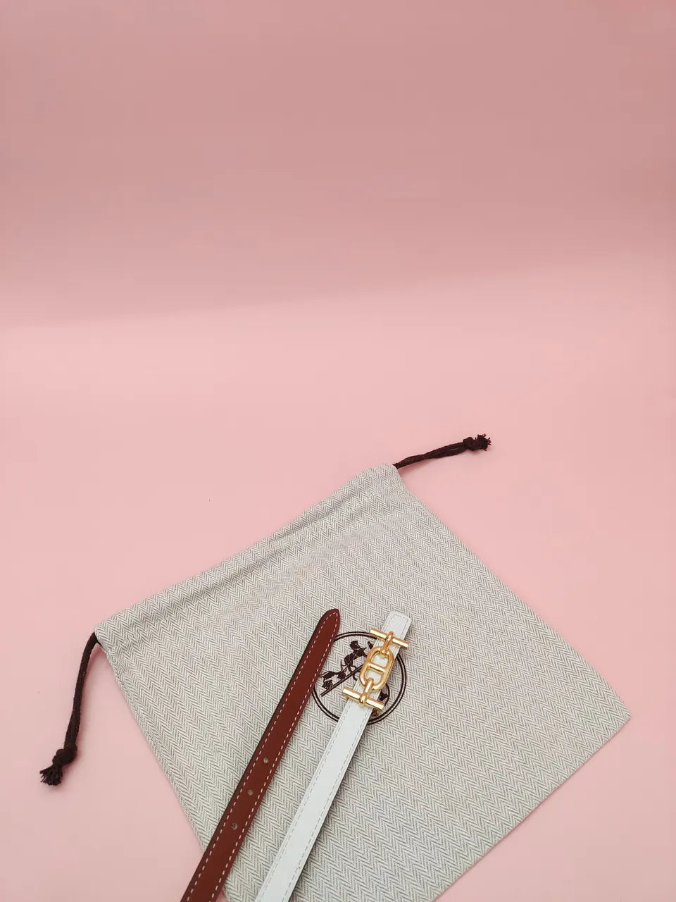 Hermes White Epsom Leather Belt gold - Hình 6
