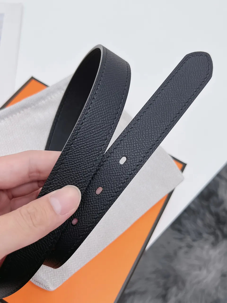 Hermes Matte Black Belt leather - Hình 4