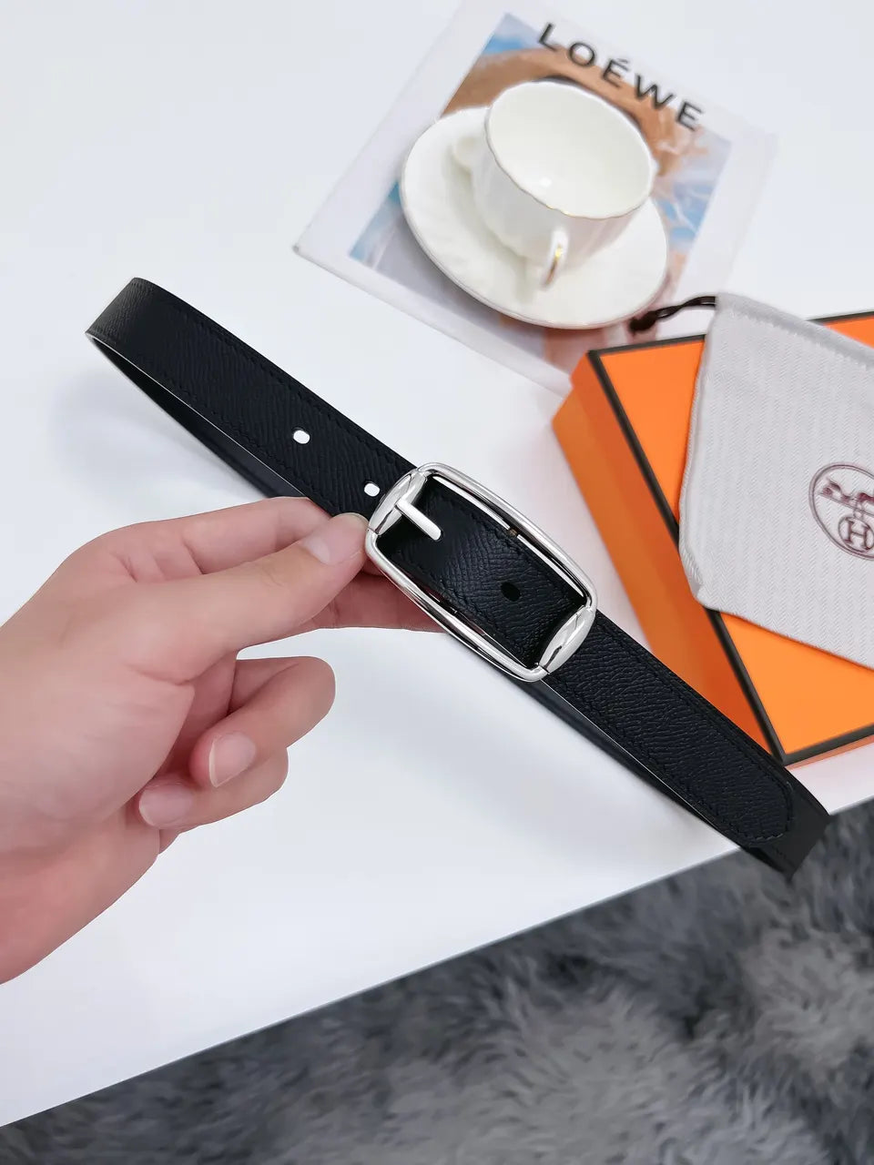 Hermes Matte Black Belt leather - Hình 6