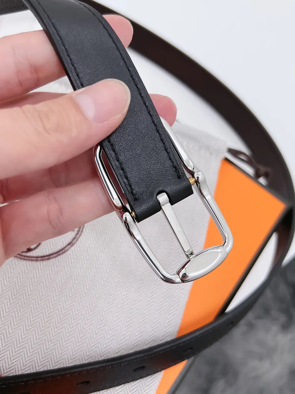 Hermes Matte Black Belt leather - Hình 3