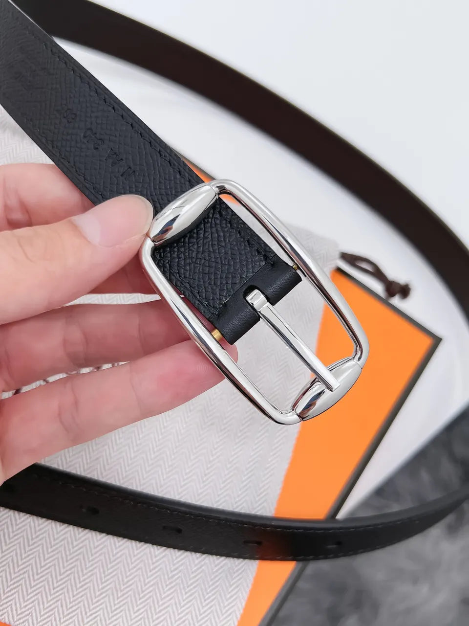 Hermes Matte Black Belt leather - Hình 2