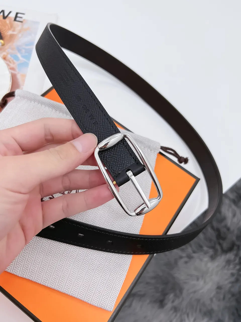Hermes Matte Black Belt leather
