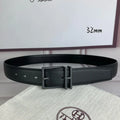 32mm Hermes Matte Black Leather Belt
