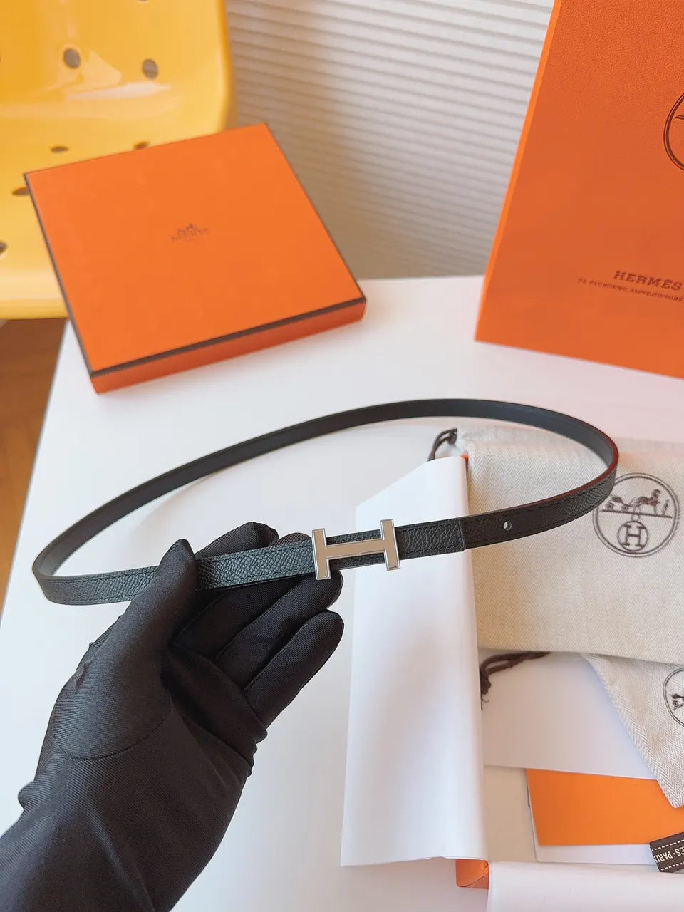 Hermes Black Grain Bracelet - Hình 2