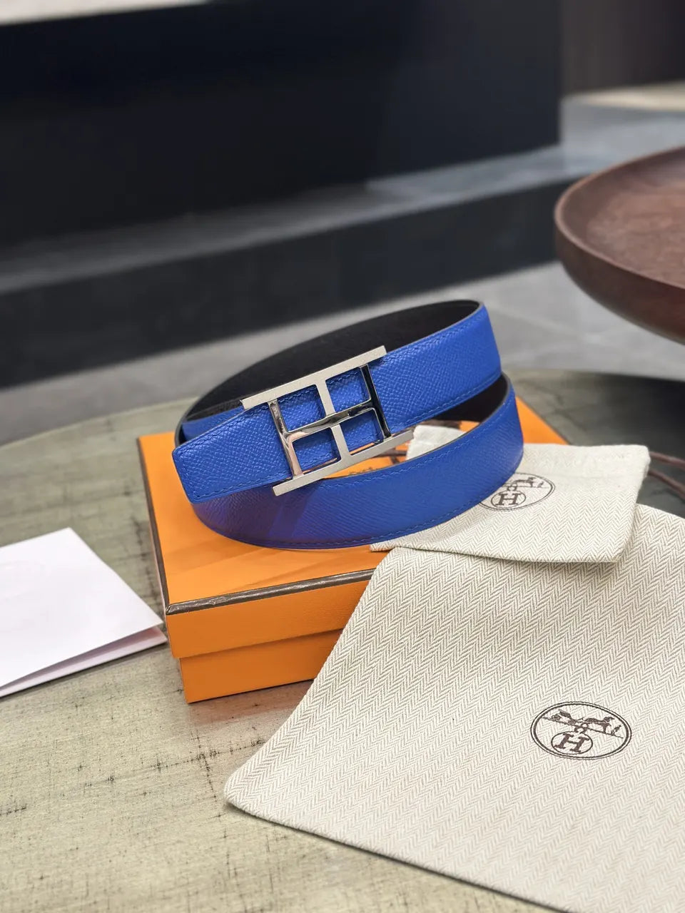 Hermes Royal Blue Leather Belt
