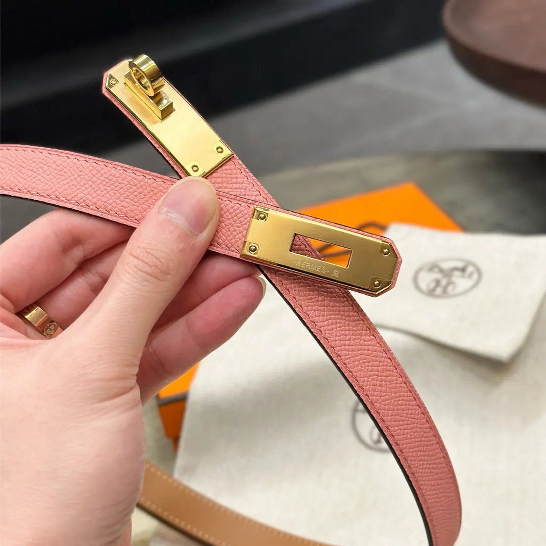 Hermes Rose Sakura Kelly Belt - Hình 5