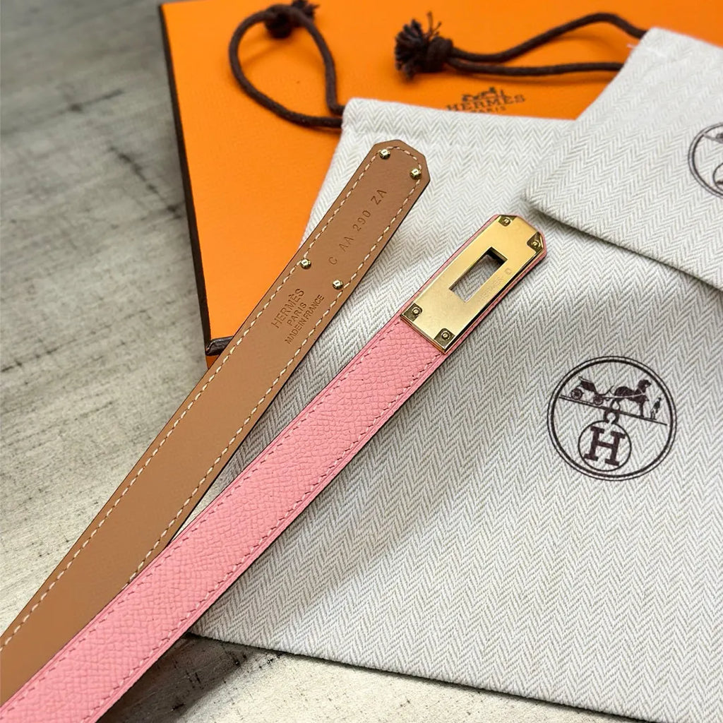 Hermes Rose Sakura Kelly Belt - Hình 3