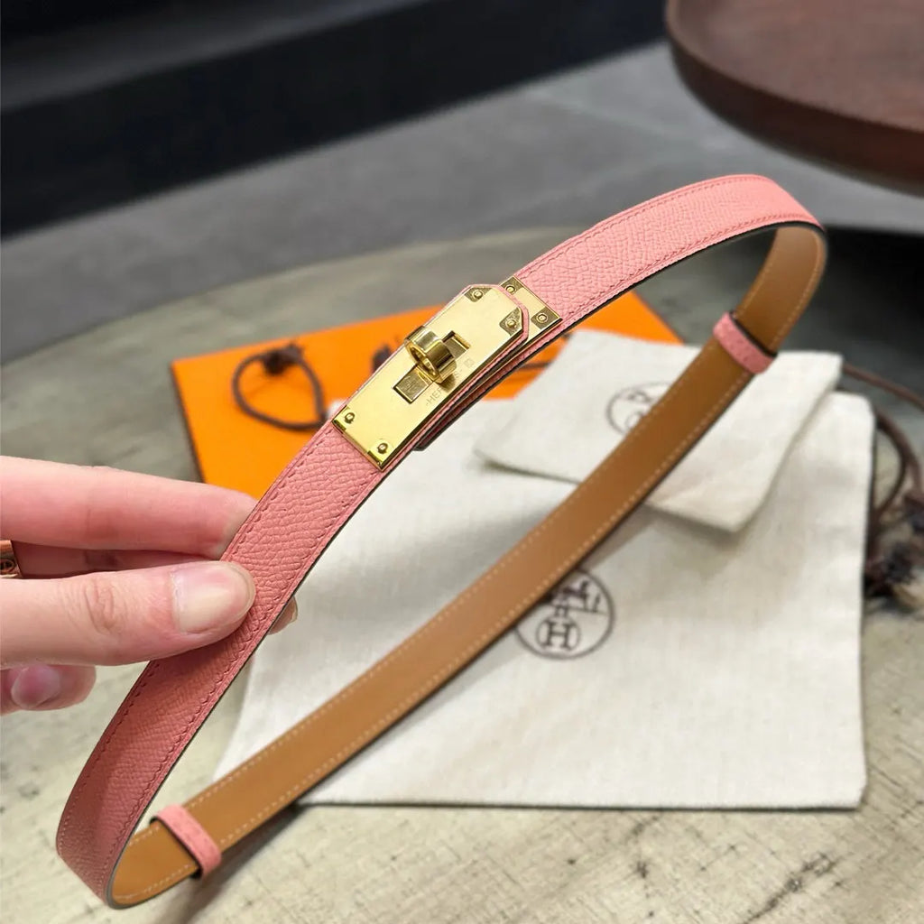Hermes Rose Sakura Kelly Belt - Hình 4