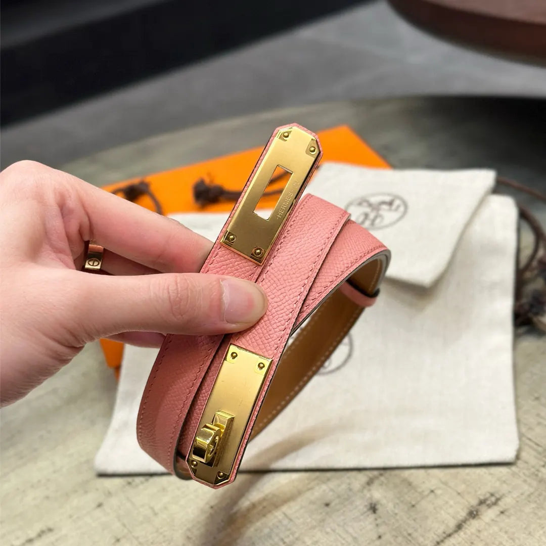 Hermes Rose Sakura Kelly Belt - Hình 6