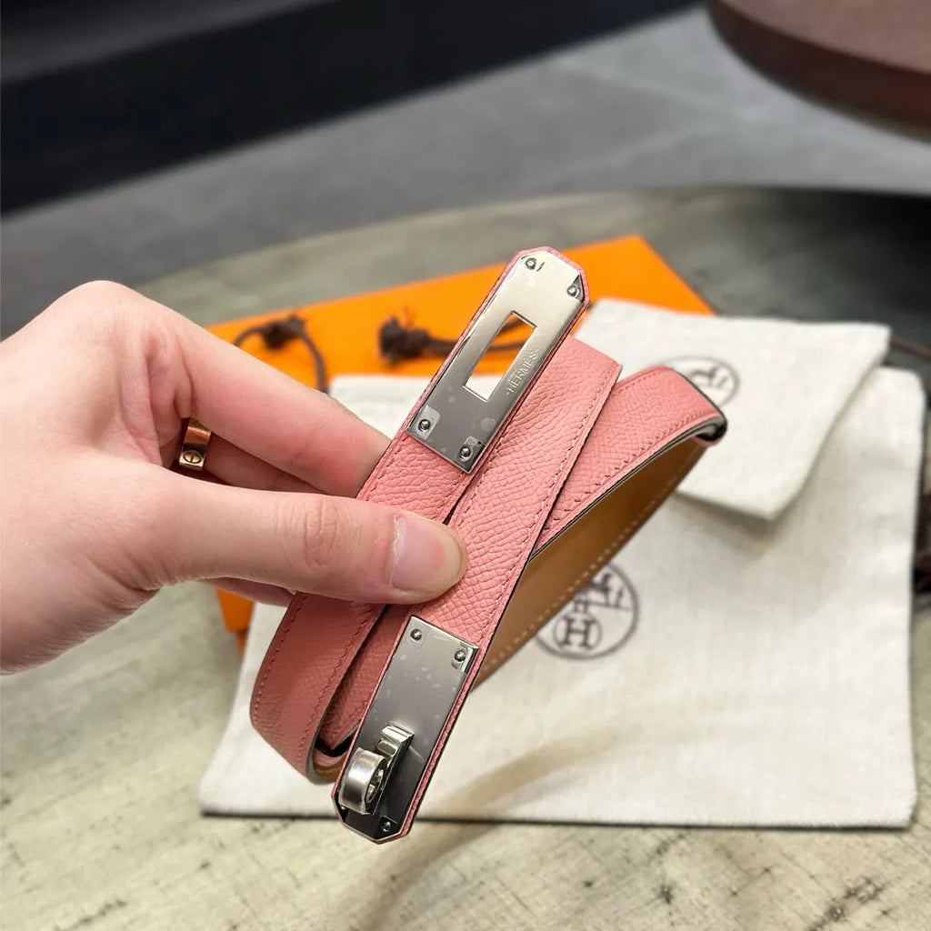 Hermes Rose Azalee Kelly Belt - Hình 6