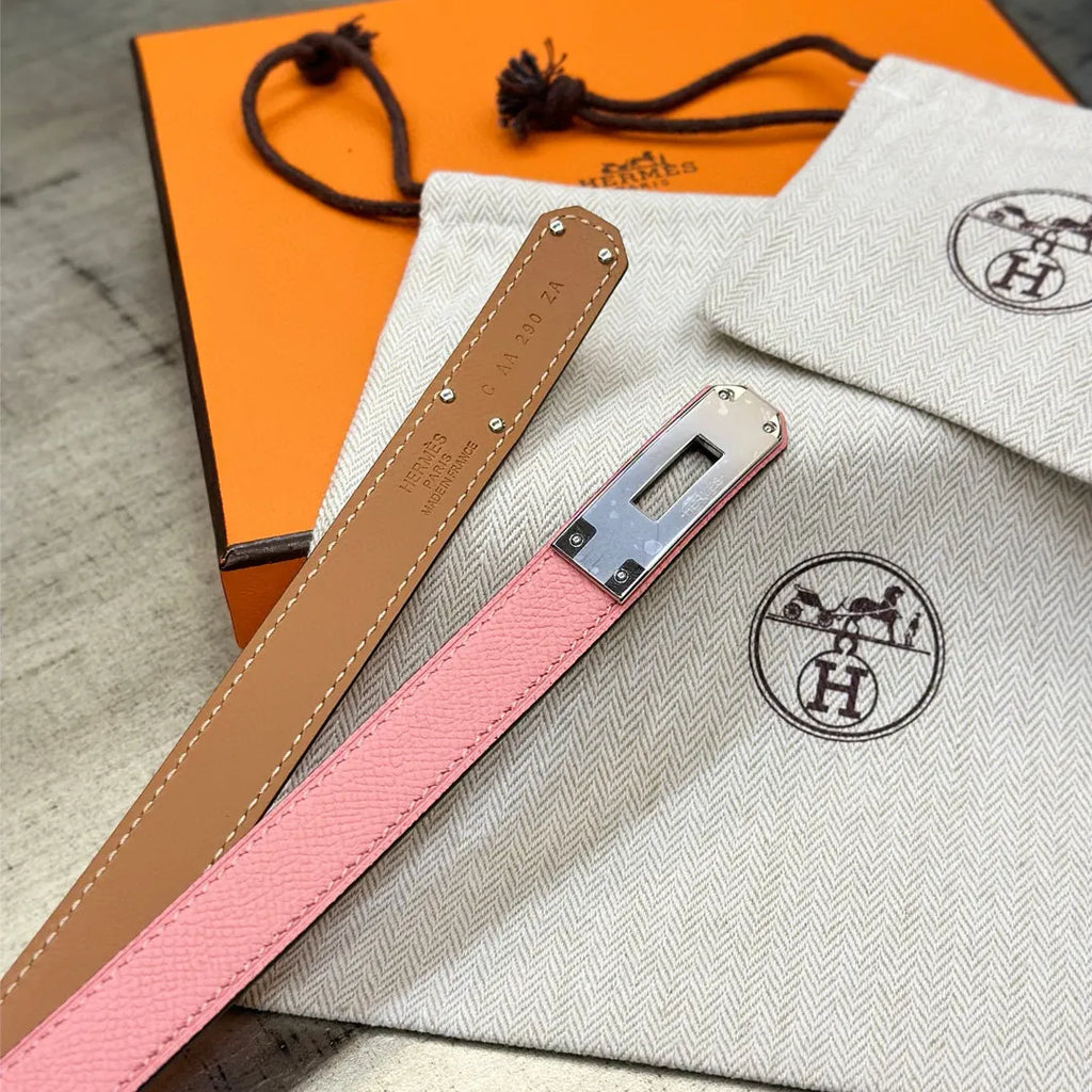 Hermes Rose Azalee Kelly Belt - Hình 4