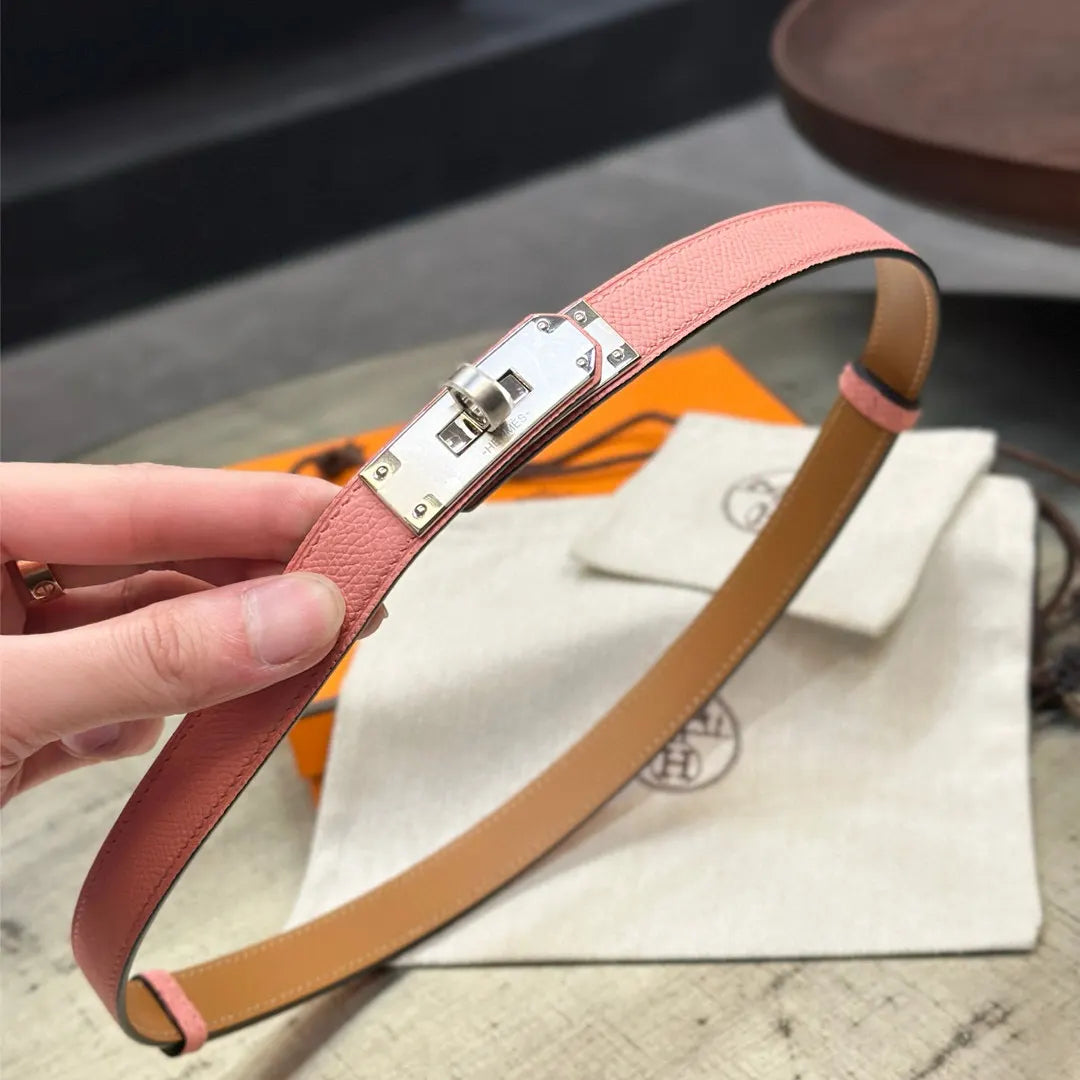 Hermes Rose Azalee Kelly Belt - Hình 3