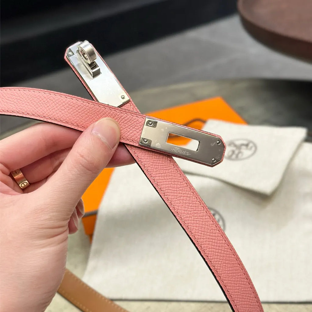 Hermes Rose Azalee Kelly Belt - Hình 5