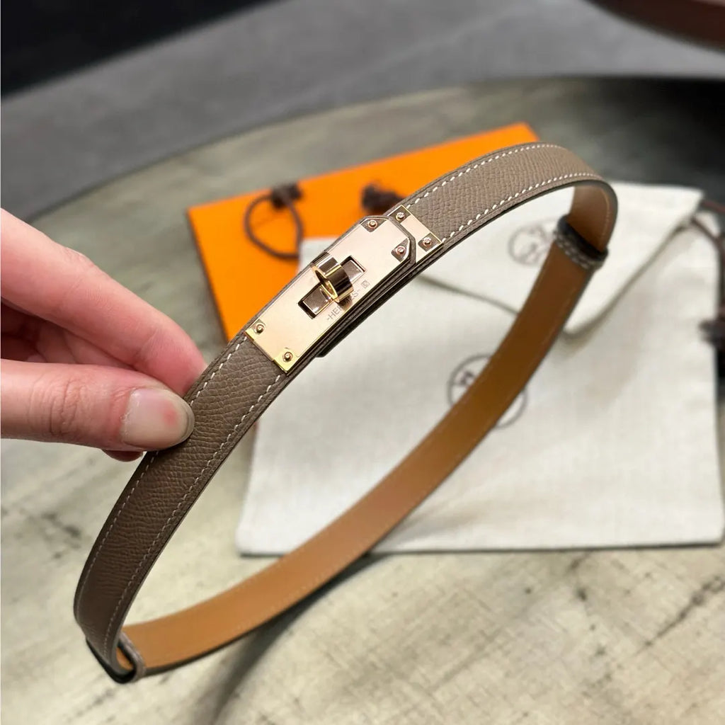 gold kelly Hermes Etoupe Leather Belt - Hình 2