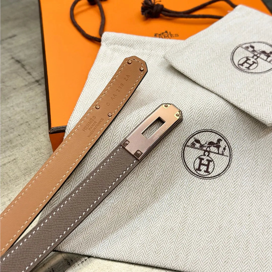 gold kelly Hermes Etoupe Leather Belt - Hình 4