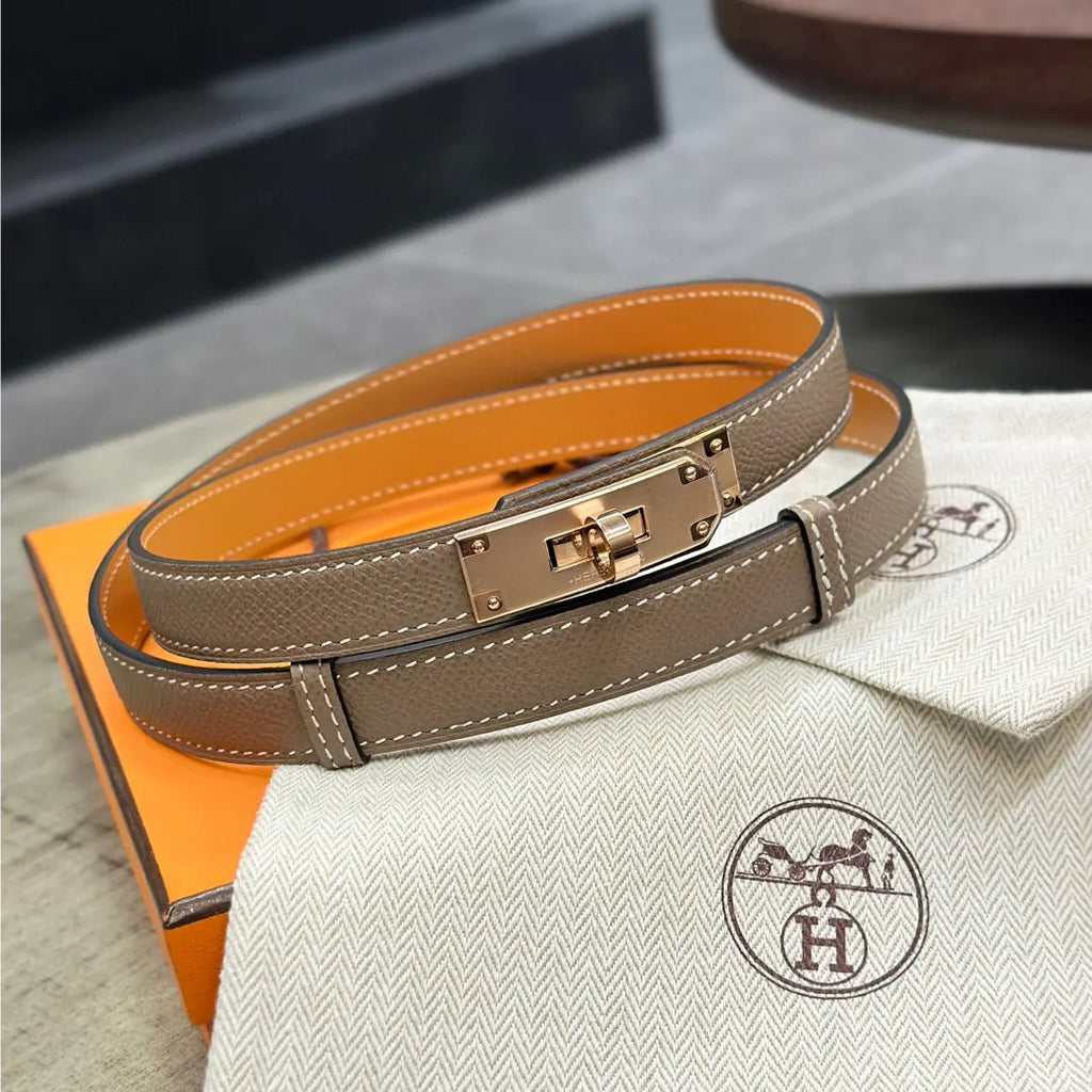 gold kelly Hermes Etoupe Leather Belt - Hình 3