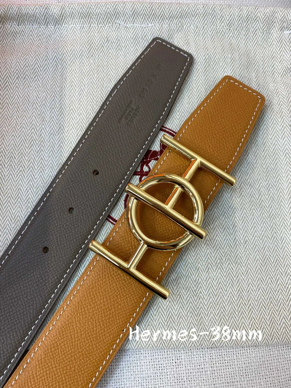 Hermes Gold Buckle Leather Belt