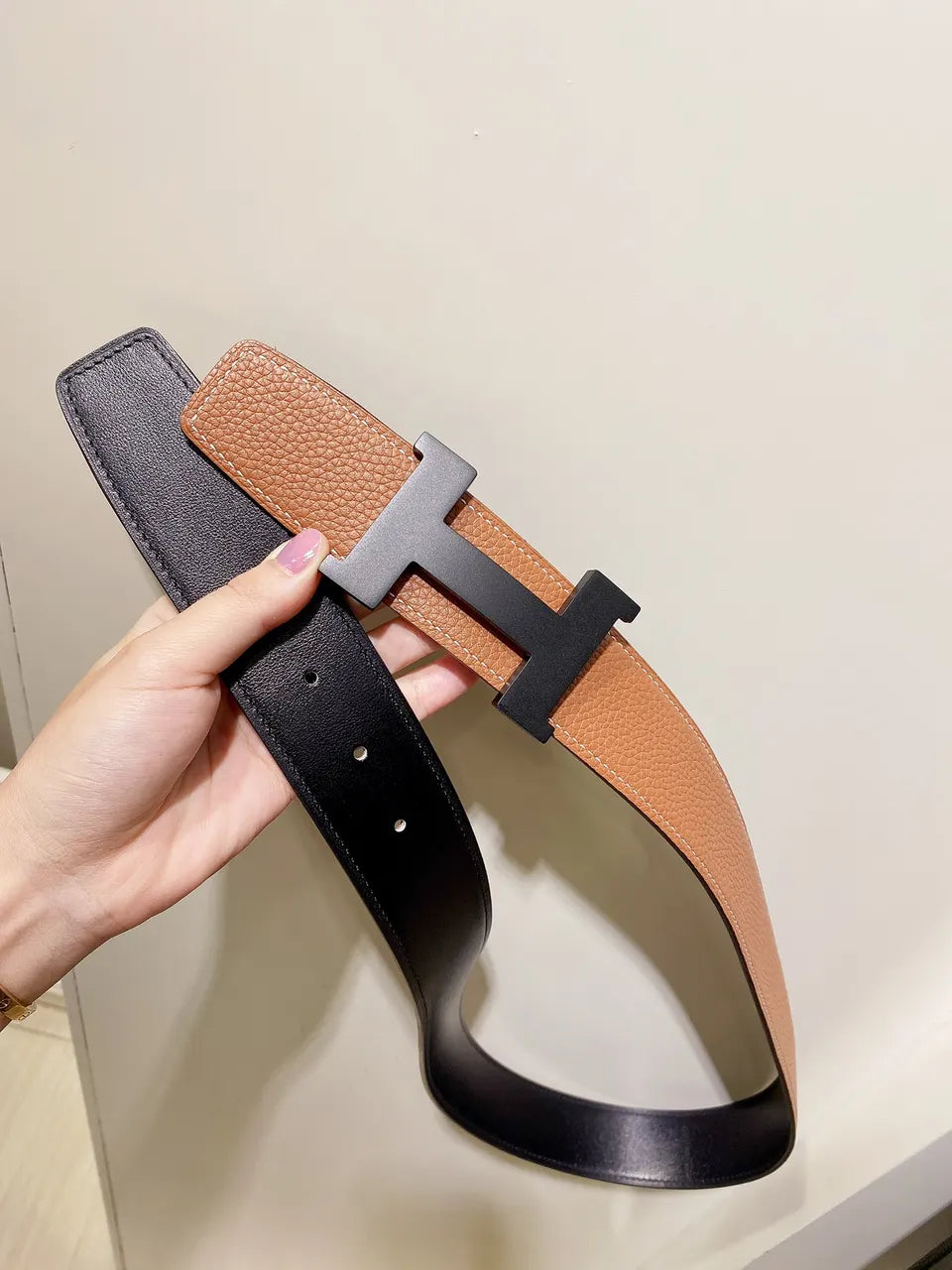 Hermes Fauve Leather Belt - Hình 4