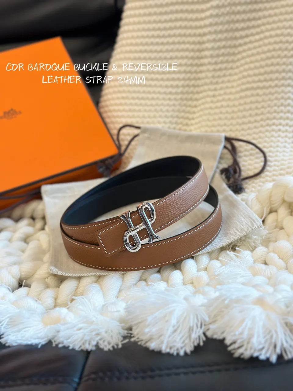Hermes Reversible Black Tan Belt