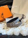 leather Hermes Taupe Reversible Belt