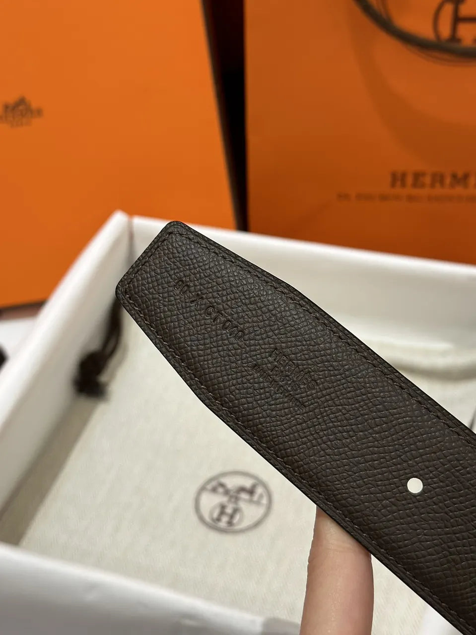 Hermes Matte Brown Leather Belt - Hình 5
