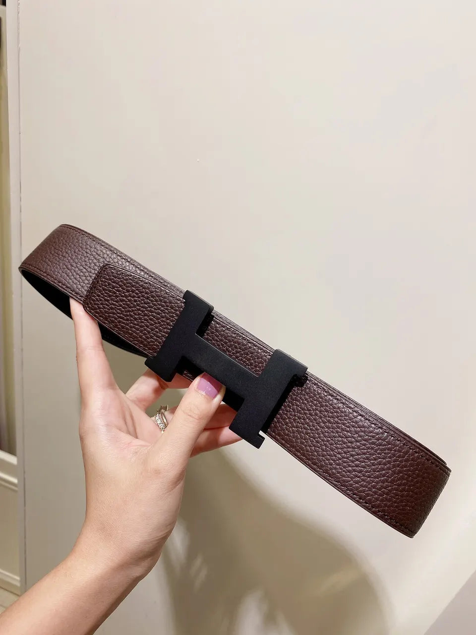 matte Hermes Brown Leather Belt